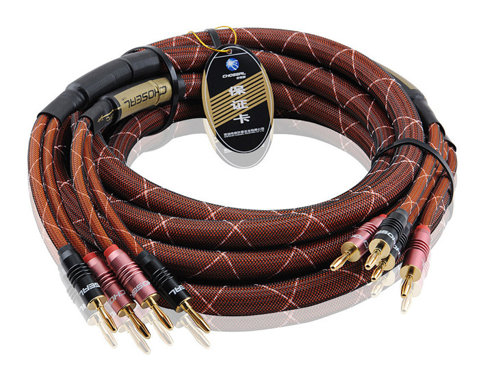 Choseal LB-5111 HIFI Audiophile 4N OFC Cable de altavoz 24K chapado en oro Banana Plug 2.5m