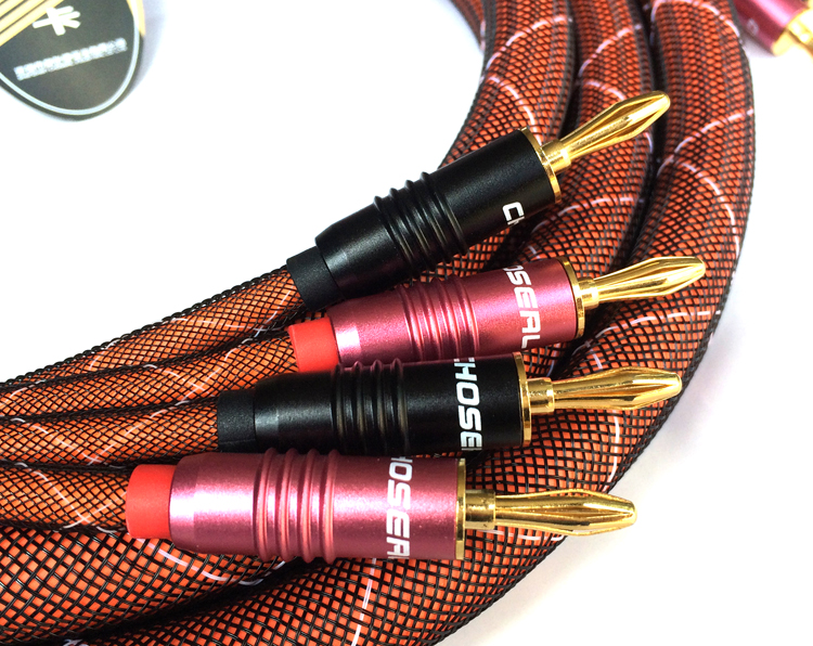 Choseal LB-5111 HIFI Audiophile 4N OFC Cable de altavoz 24K chapado en oro Banana Plug 2.5m