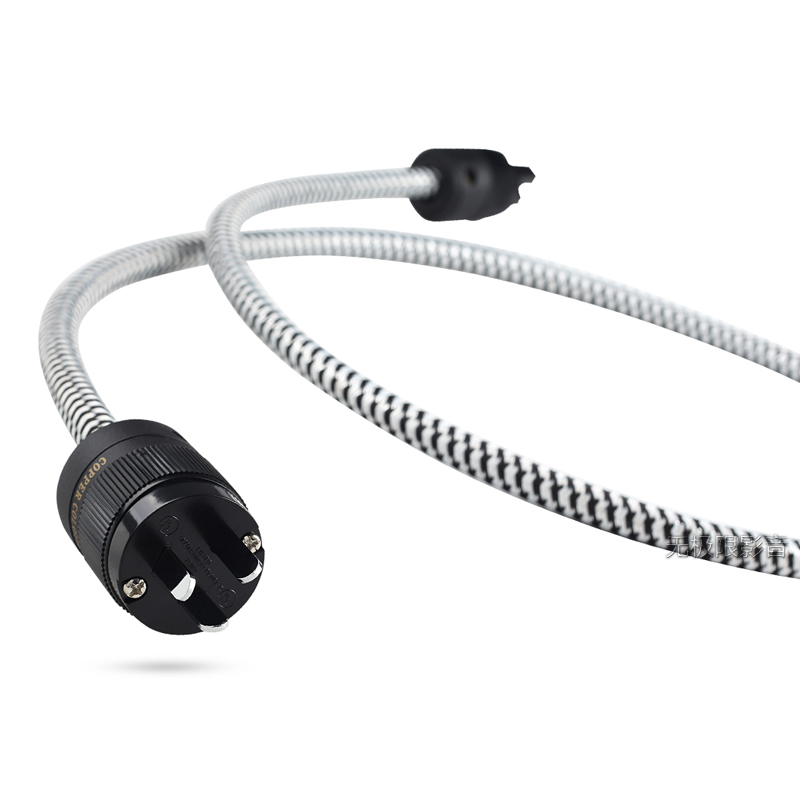 Kupferfarbenes CC Whisper II CN/US/EURO Schuko-Stecker-Netzkabel Silber