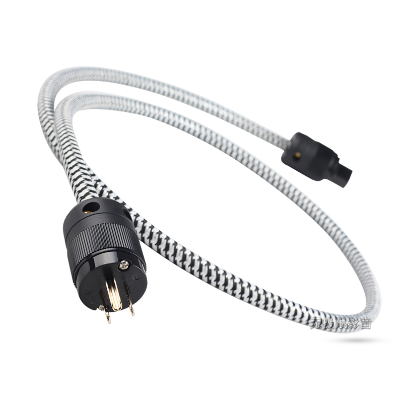 Kupferfarbenes CC Whisper II CN/US/EURO Schuko-Stecker-Netzkabel Silber