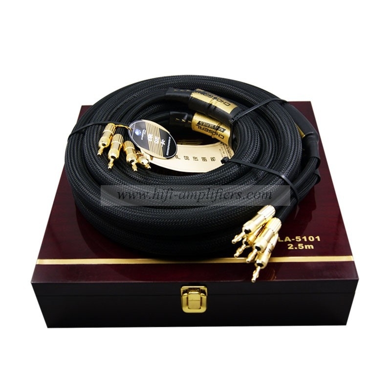 Choseal LA-5101 6N OCC Audiophile HIFI Speaker Cable  24K gold-plated banana plug  2.5m