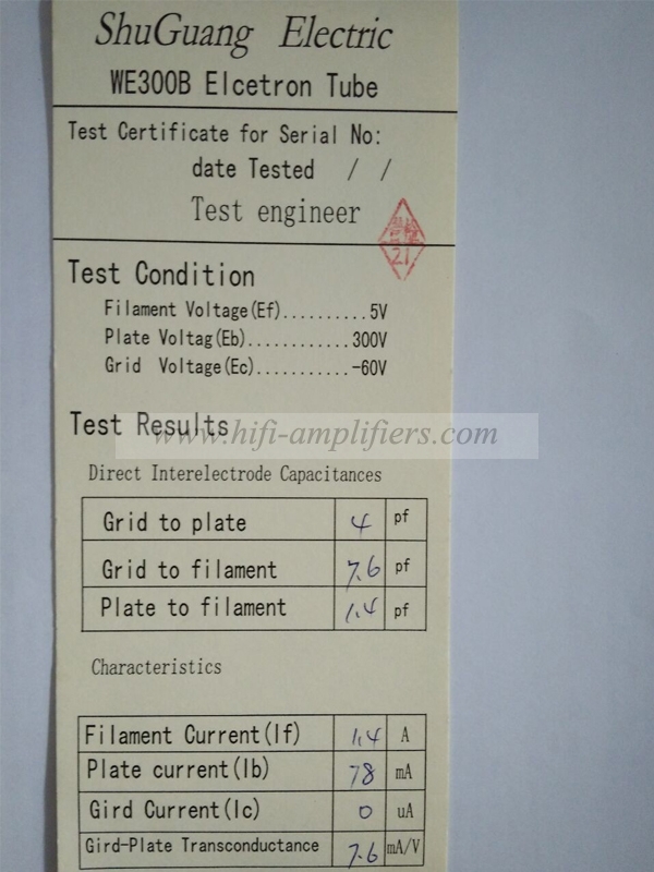 Shuguang WE300B Vacuum tubes Western Electric replica Pair valve 300B