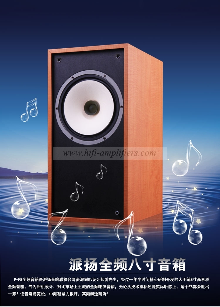 PAIYON P-F8 Passive Bookshelf Speaker 8 inch HiFi Audio Loudspeaker