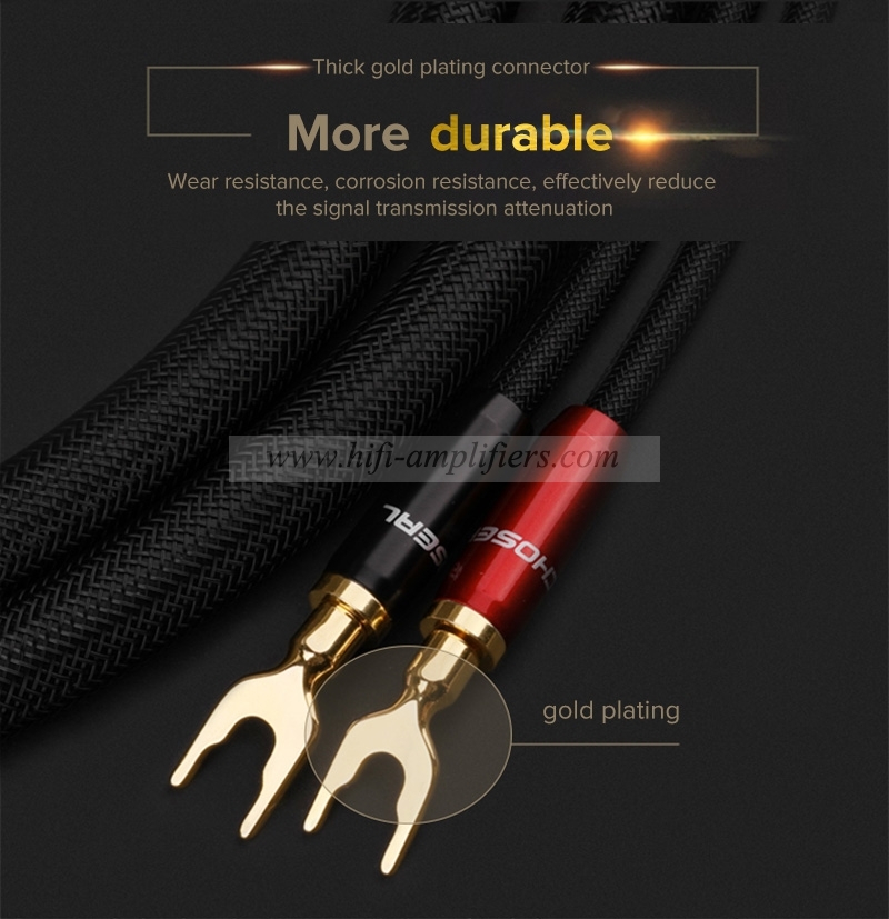 Choseal QS991 HIFI 6N OCC copper U type connect Amplifier Speaker Cable Pair