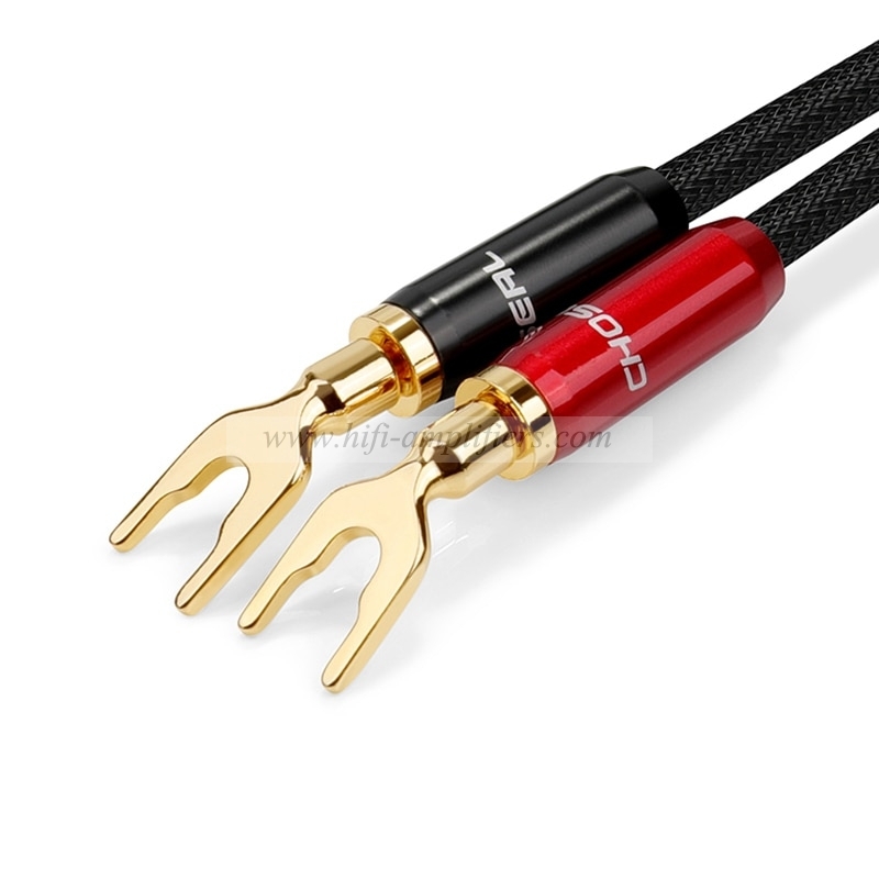 Choseal QS991 HIFI 6N OCC copper U type connect Amplifier Speaker Cable Pair