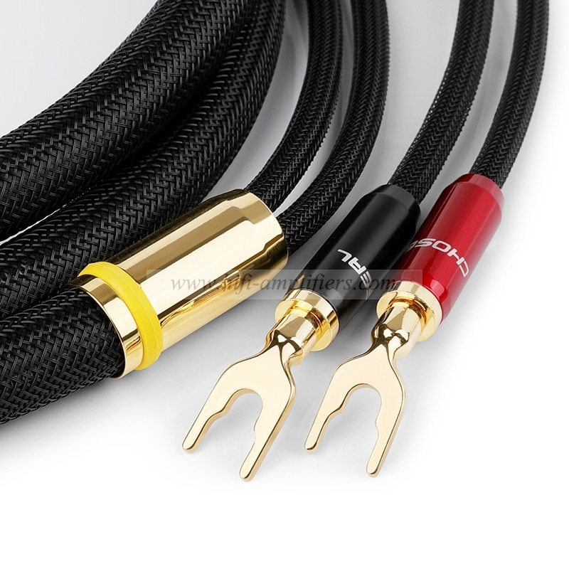 Choseal QS991 HIFI 6N OCC copper U type connect Amplifier Speaker Cable Pair