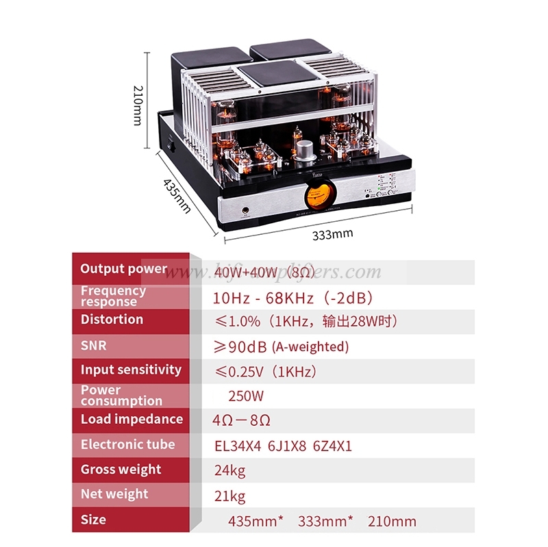 YAQIN MS-20B Hi-end Vacuum Tube Amplifier UL/TR Push-pull Power Amplifier Bluetooth Remote