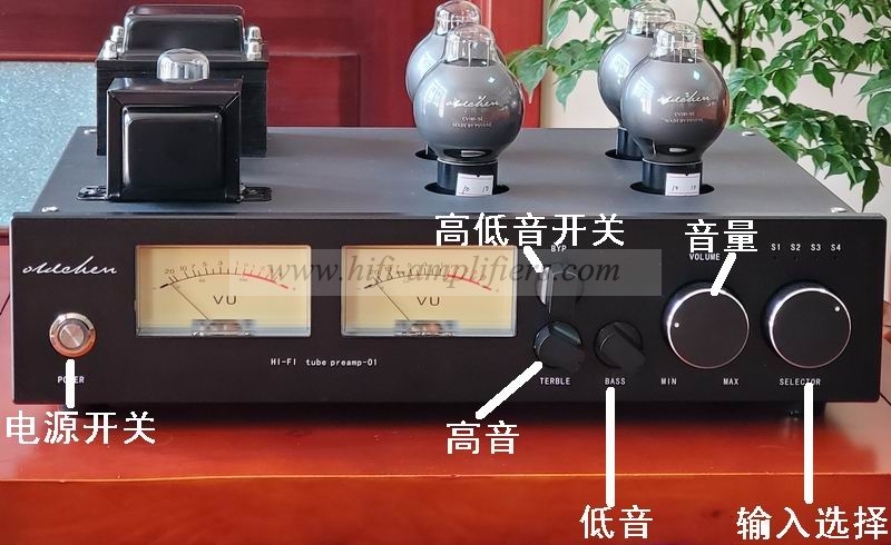 OldChen C1 HI-end 6H8C/CV181-SE Vacuum tube Pre-amplifier Bass adjustment preamp