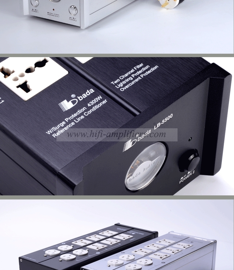 Bada LB-5500 Reference Version HIFI Audiophile Power Filter Plant Socket Outlet & Audiophile Power Cable US Plug