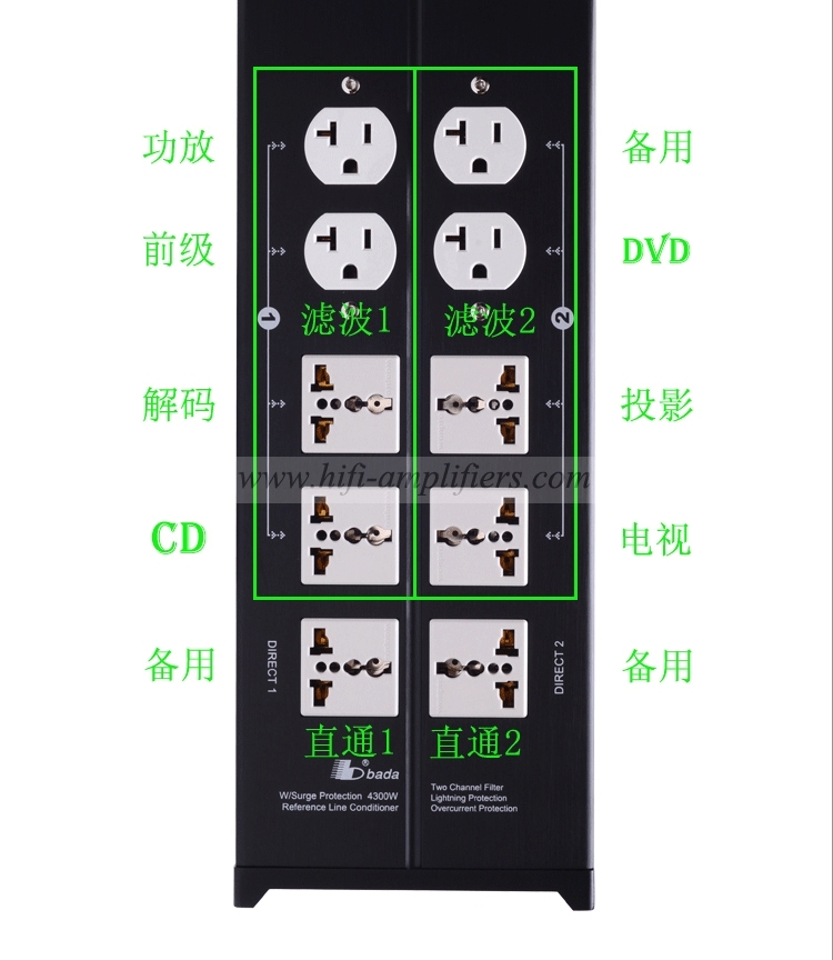 Bada LB-5500 Reference Version HIFI Audiophile Power Filter Plant Socket Outlet & Audiophile Power Cable US Plug