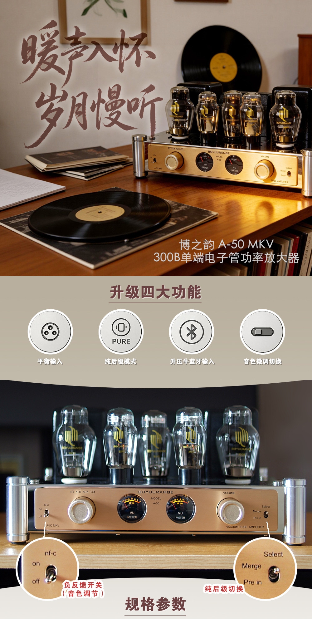 REISONG Boyuu A-50 MKV 300B Single-end Class A Vacuum Tube Intergrated Amplifier Upgraded Version REISONG Boyuu A-50 MKV 300B Single-end Class A Vacuum Tube Intergrated Amplifier Upgraded Version