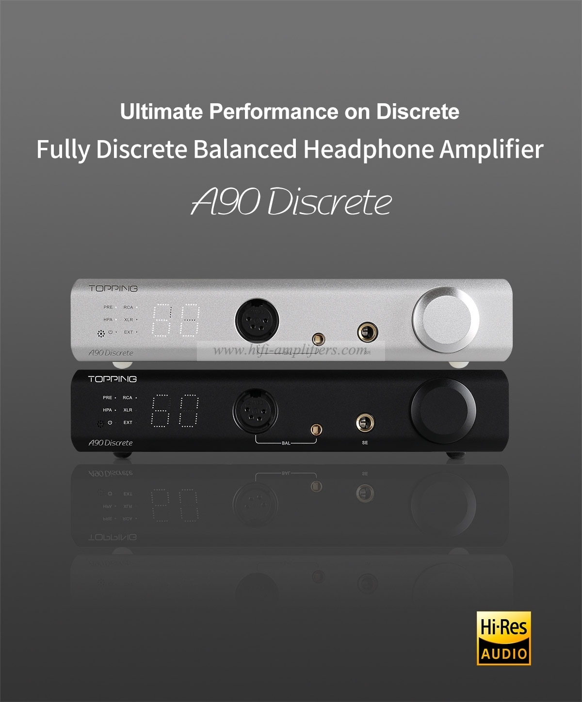 TOPPING A90 Discrete Fully Dirscrete Balanced Headphone Amplifier NFCA 4Pin XLR /4.4 Balanced/6.35mm SE Output Pre-amplifier