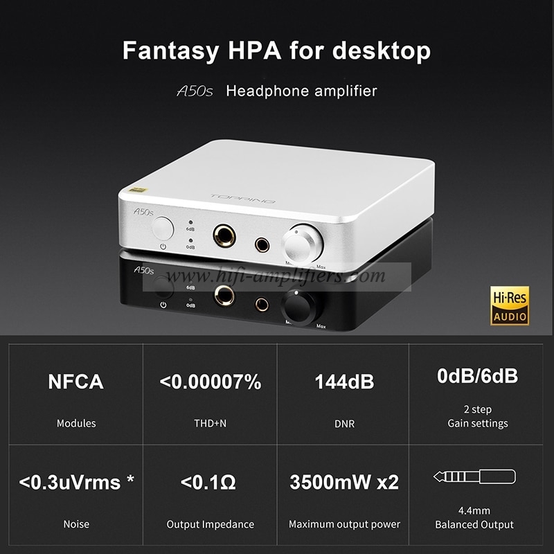 TOPPING A50s 4.4mm Balanced 6.35mm Single-Ended Flagship NFCA Hi-Res Audio Pre AMP Headphone Amplifier