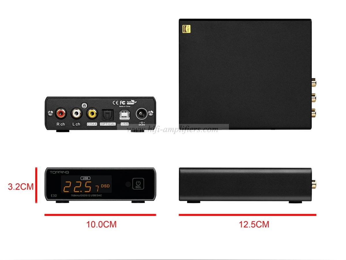 TOPPING E30 DAC Decoder AK4493 XU208 32BIT/768K DSD512 Touch Operation with Remote Control Hi-Res