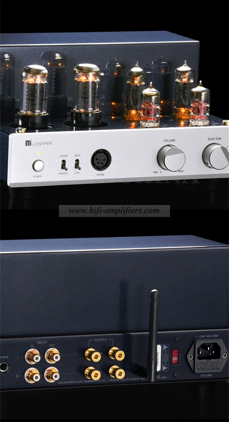 MUZISHARE 2021 New X3T EL84 Tube Amp Bluetooth Class A singal-ended Amplifier XLR Headphone