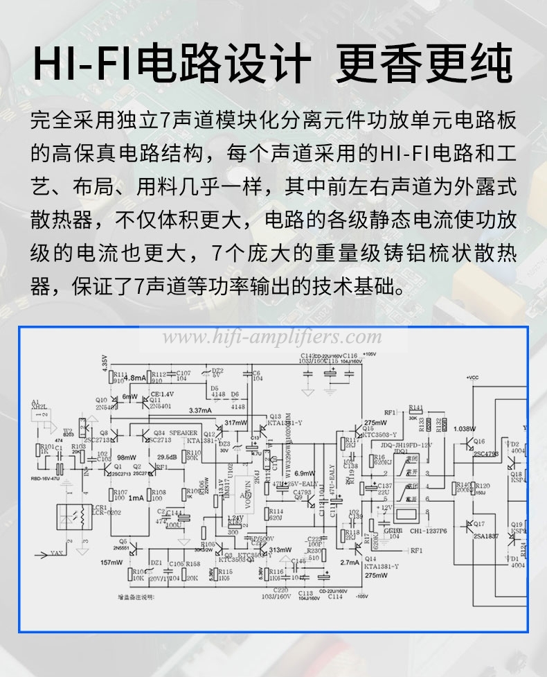 ToneWinner AD-7300PA 7 CHANNEL Power Amplifier HIFI Class A/B Amplifier 7X300W@8Ω