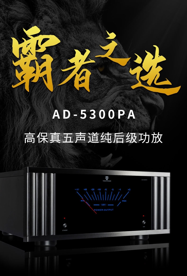 ToneWinner AD-5300PA 7 Channels Power Amplifier HIFI Class A/B Amplifier 5X300W@8Ω