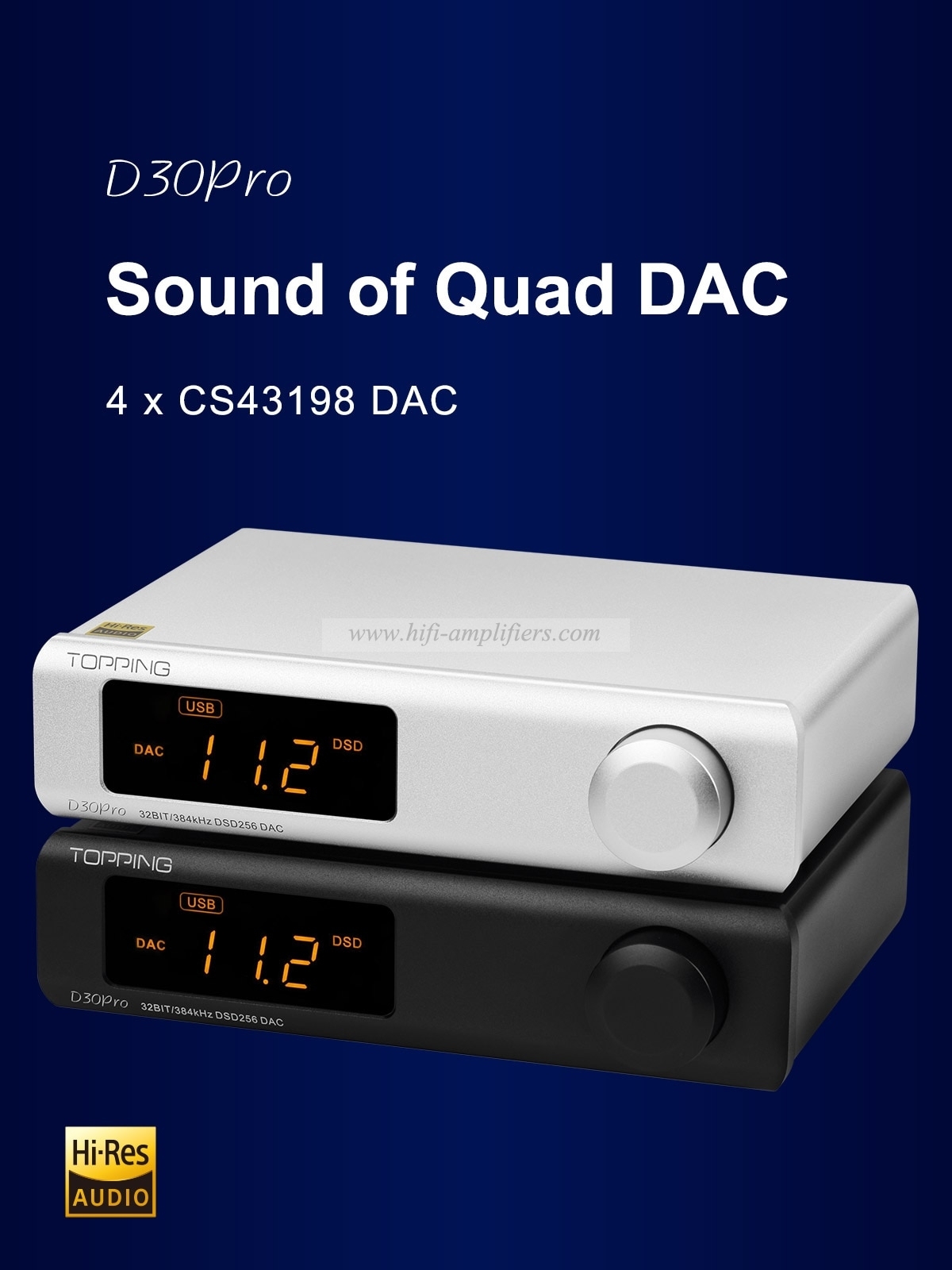 TOPPING D30pro 4×CS43198 DAC XU208 DSD256 & PCM384kHz Hi-Res Decoder D30 PRO Preamplifier Function with Remote Control