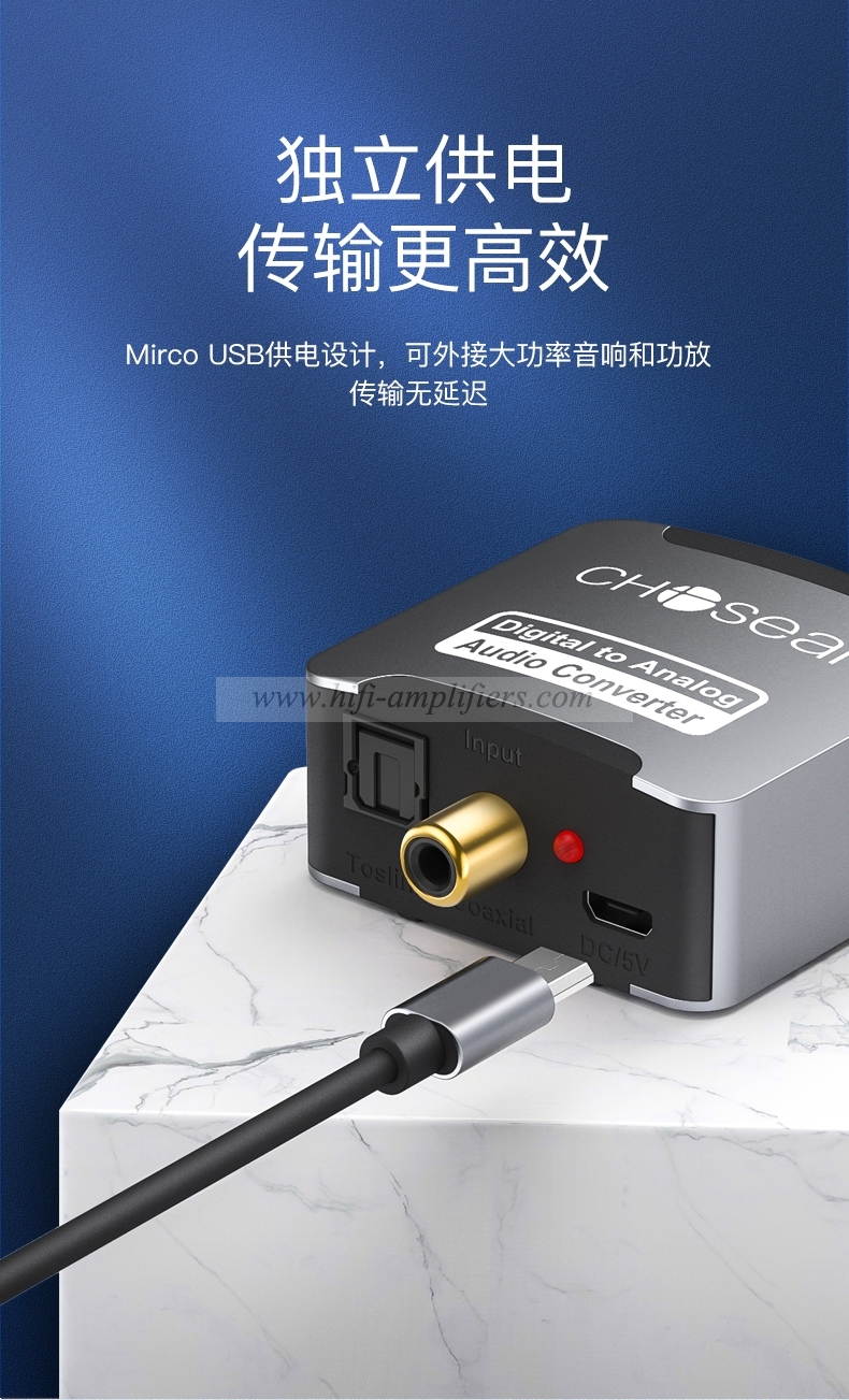 Choseal Optical/Fiber/Coaxial Audio Converter SPDIF to 3.5  Connection Audio Amplifier