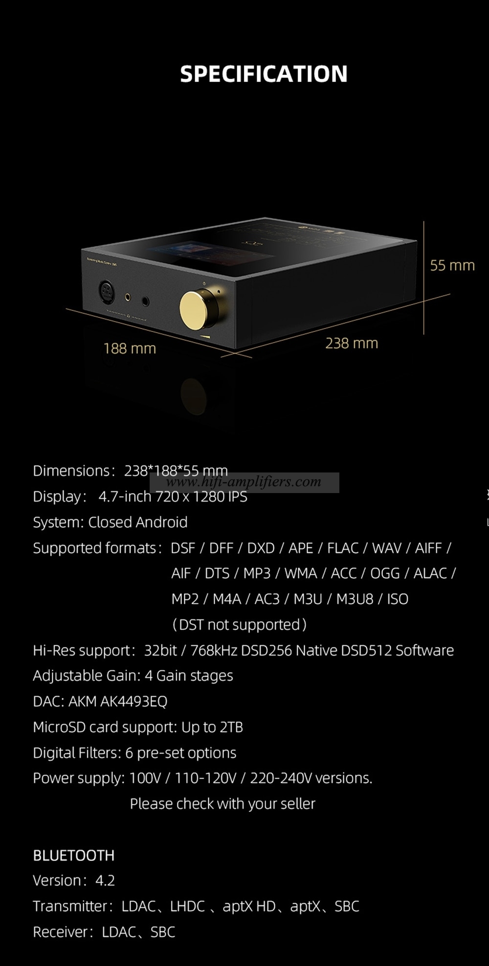 SHANLING EM5 Android Desktop Digital Music Player Streaming DAC AMP Headphone Amplifier AK4493 chip MQA PCM384 DSD512