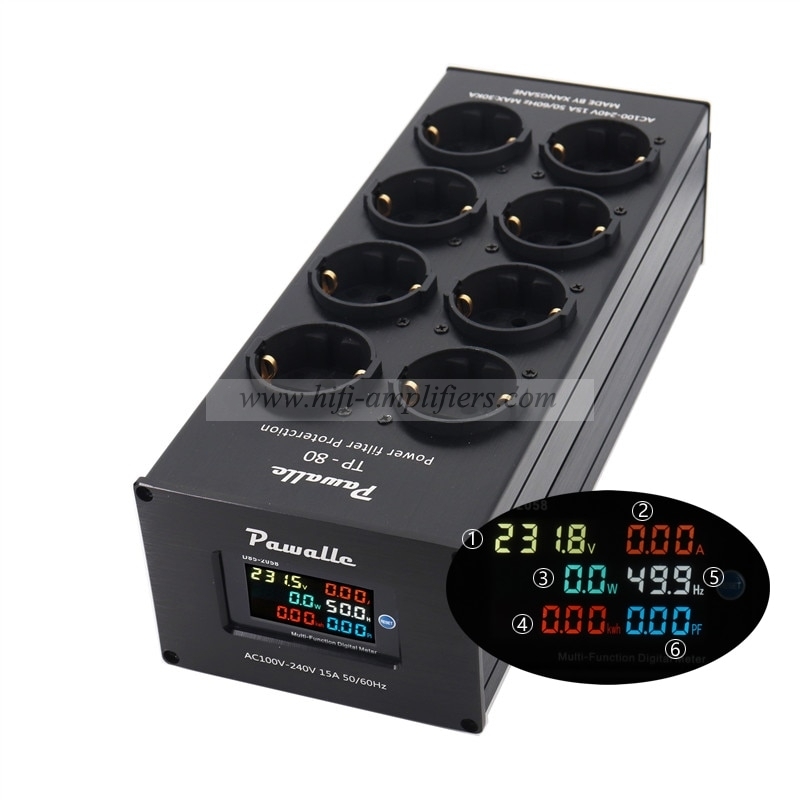 Pawalle TP80 HIFI Power Filter Socket Noise Reduction Overload Protection Schuko Socket European