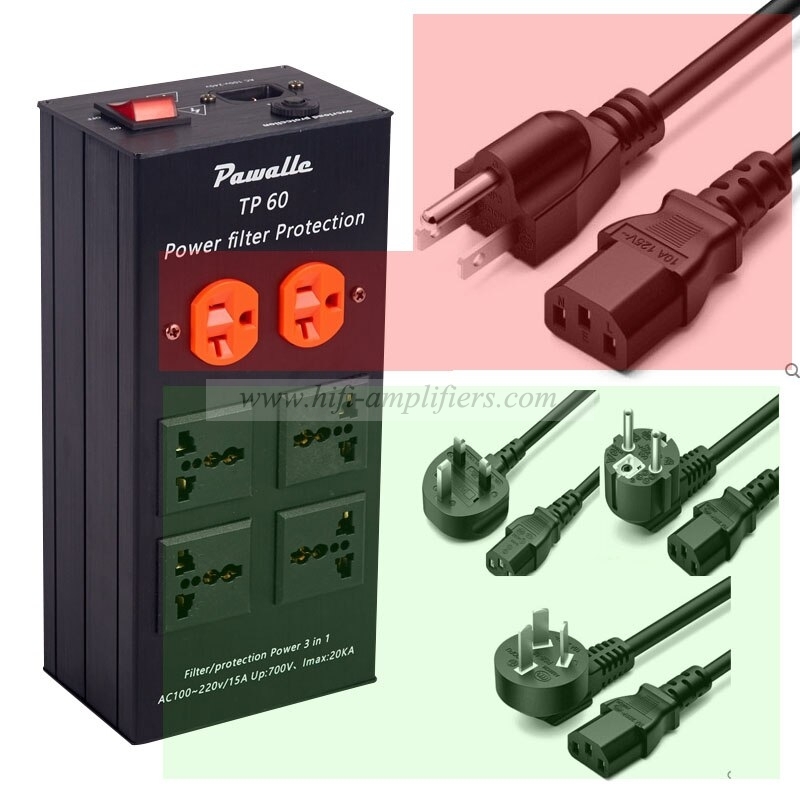 Pawalle TP60 HIFI Power Filter Socket Anti Surge Overload Protection US Socket