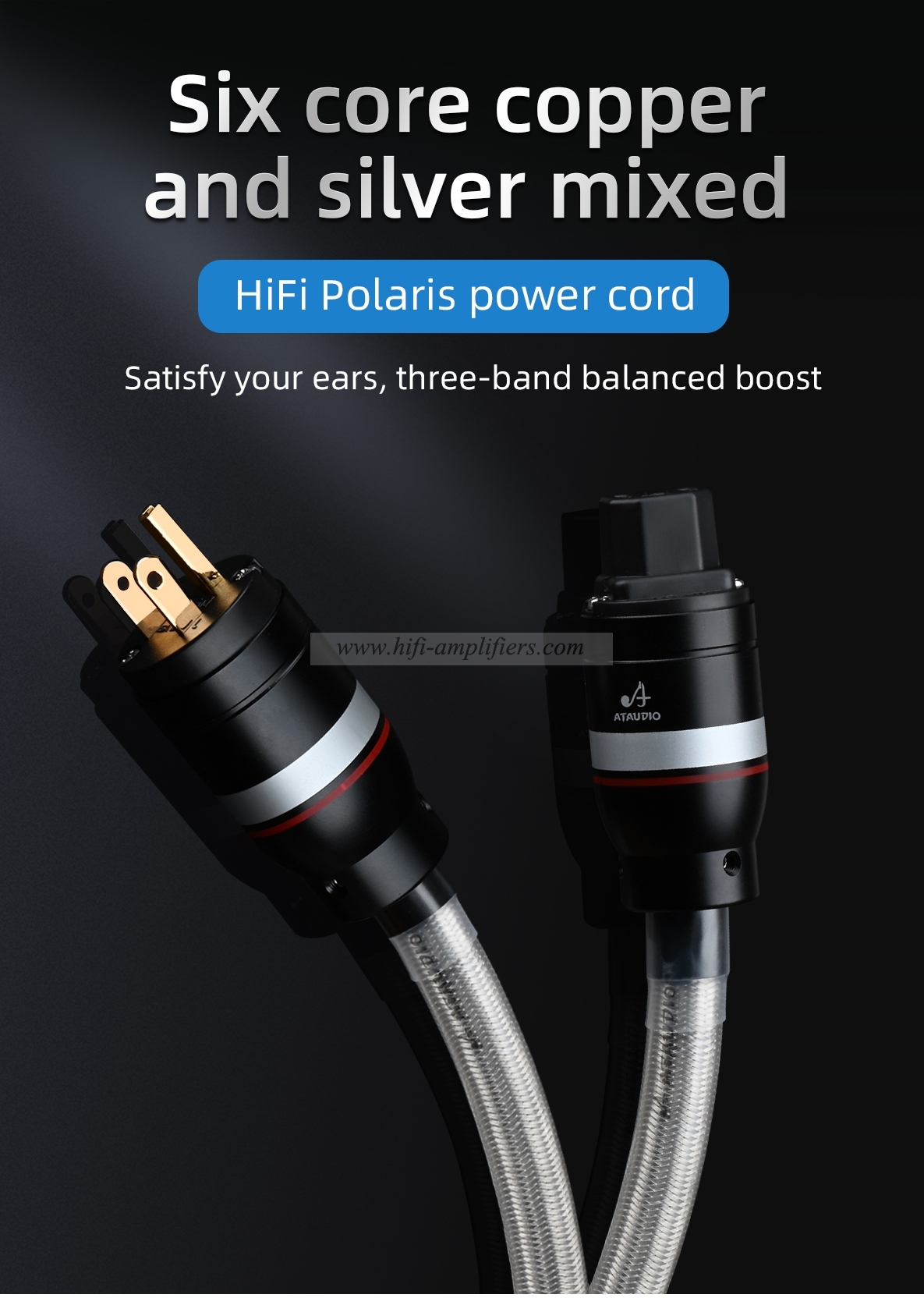 HiFi Power Cable High Quality Copper and Silver Extension Power Cord With Schuko Power Plug