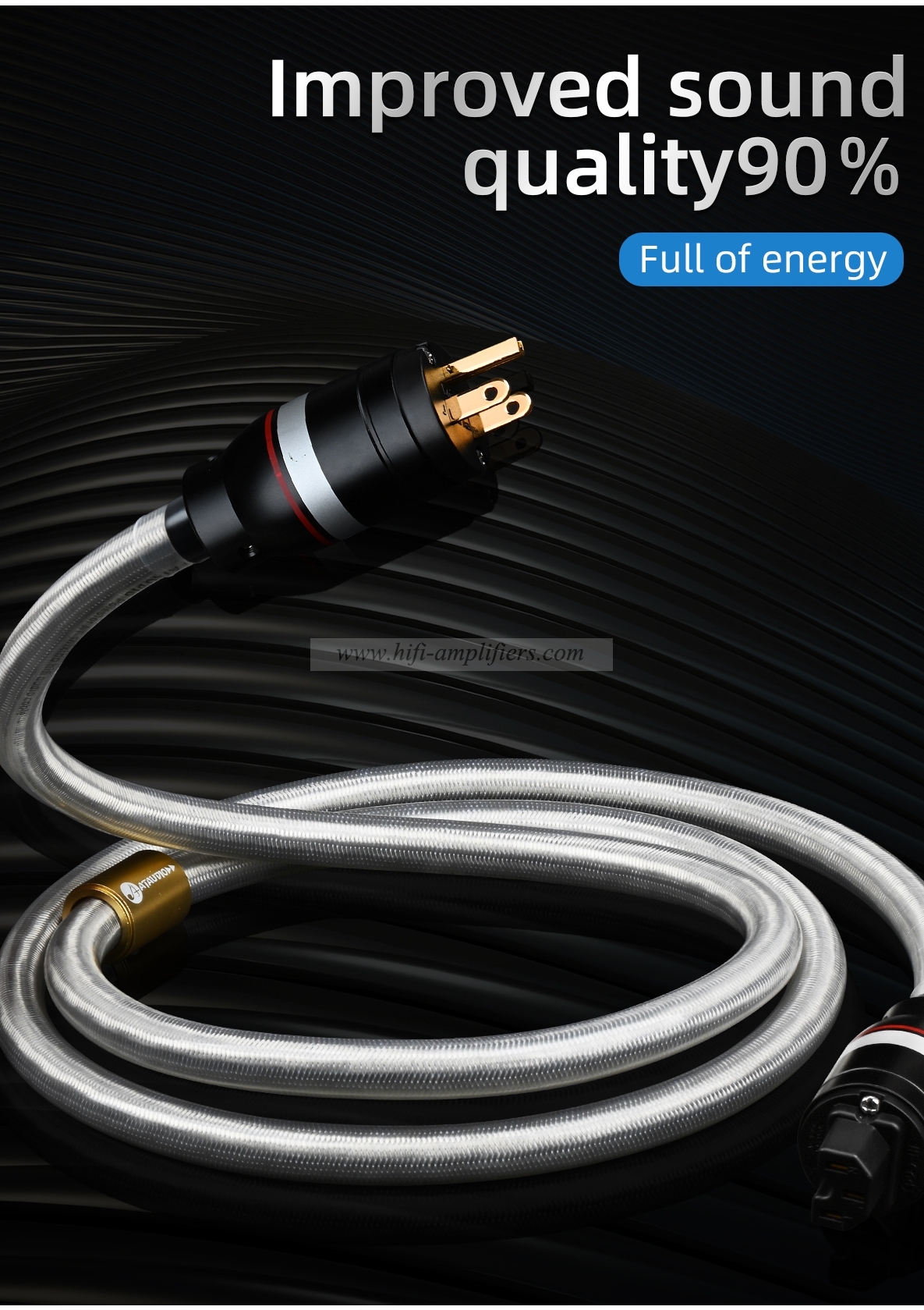 HiFi Power Cable High Quality Copper and Silver Extension Power Cord With Schuko Power Plug