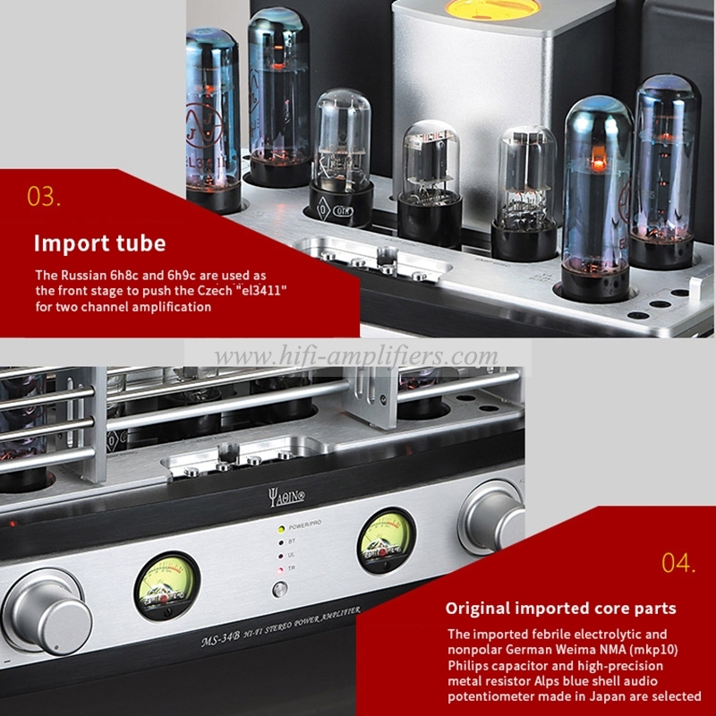 YAQIN MS-34B HIFI EL34 tube amplifier combined push-pull Bluetooth power amplifier TR UL tube preamplifier