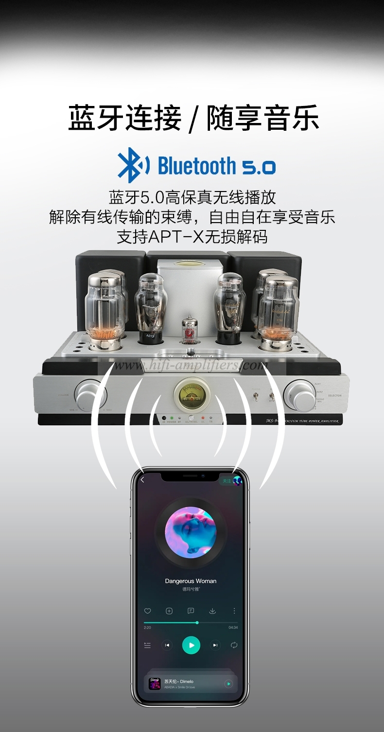 Yaqin MS-94T KT88 Electronic Tube Bluetooth Push-pull Power Amplifier MM/MC Balance Input