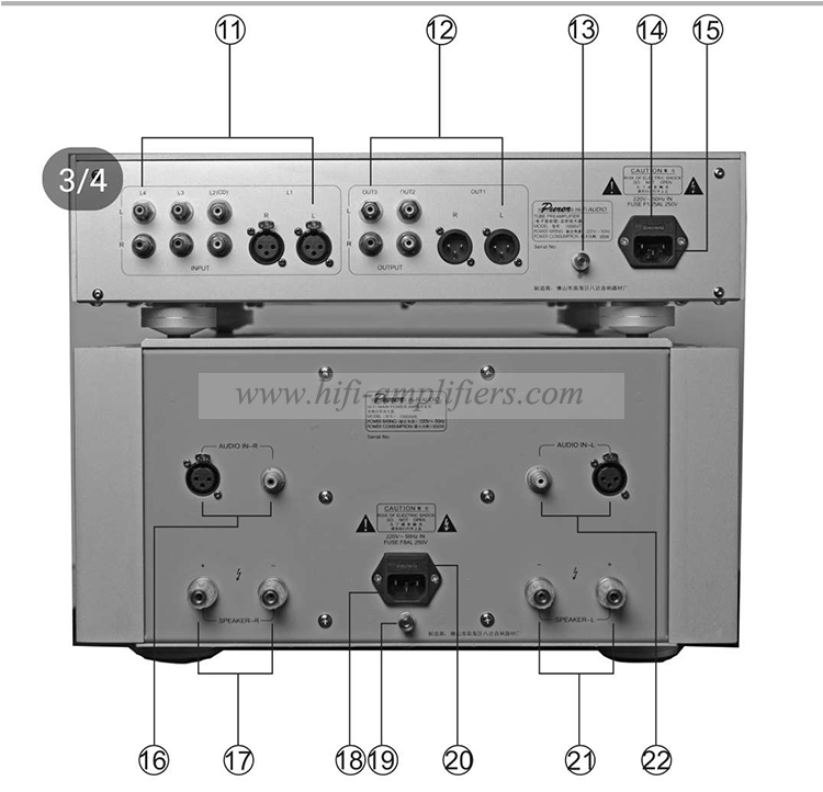 Bada 1000VT Class A tube Audio pre-Amplifier & Pure Class A transistor Power Amplifier