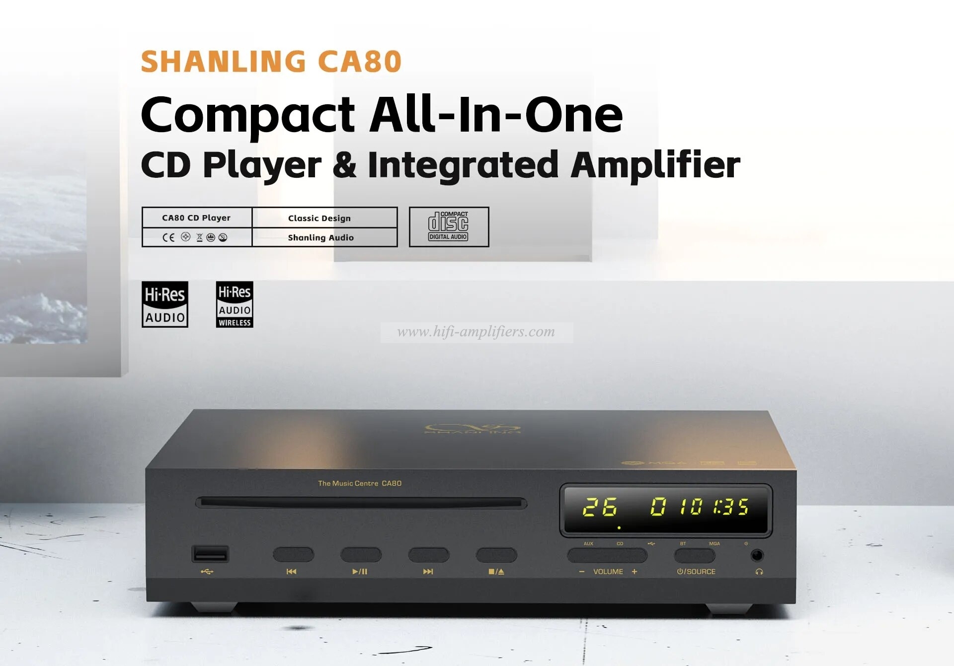 Shanling CD80/CA80 CD Player & Power Amplifier all-in-one Mini Bluetooth 5.0 Drive DSD Decode