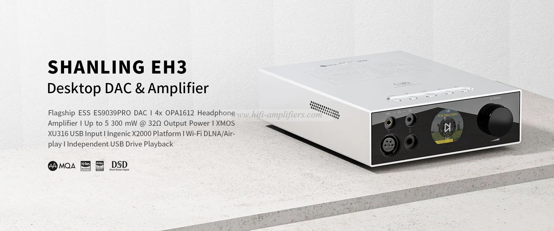 Shanling EH3 XMOS 768KHZ/DSD512 Decode Headphone Amplifer Streamer ES9039SPRO chip Hi-Res Audio Bluetooth