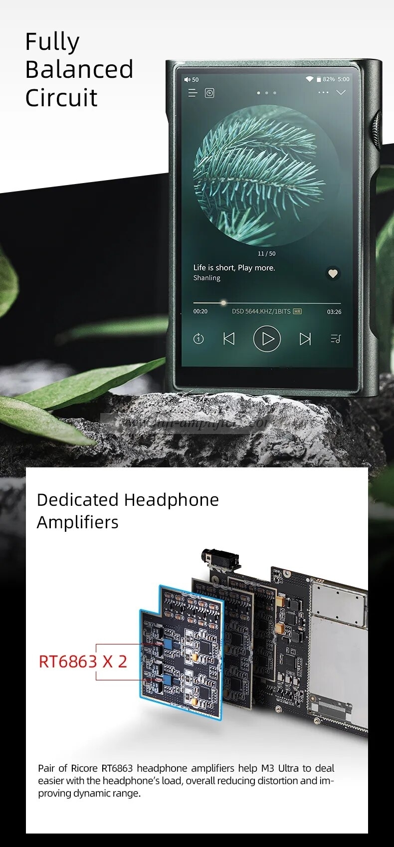 SHANLING M3 Ultra Hi-Res Android10 Portable HiFi Music MP3 Player DAP 8-Core QS 665 CPU Bluetooth5.0 Dual ES9219C DAC DSD256 M3U