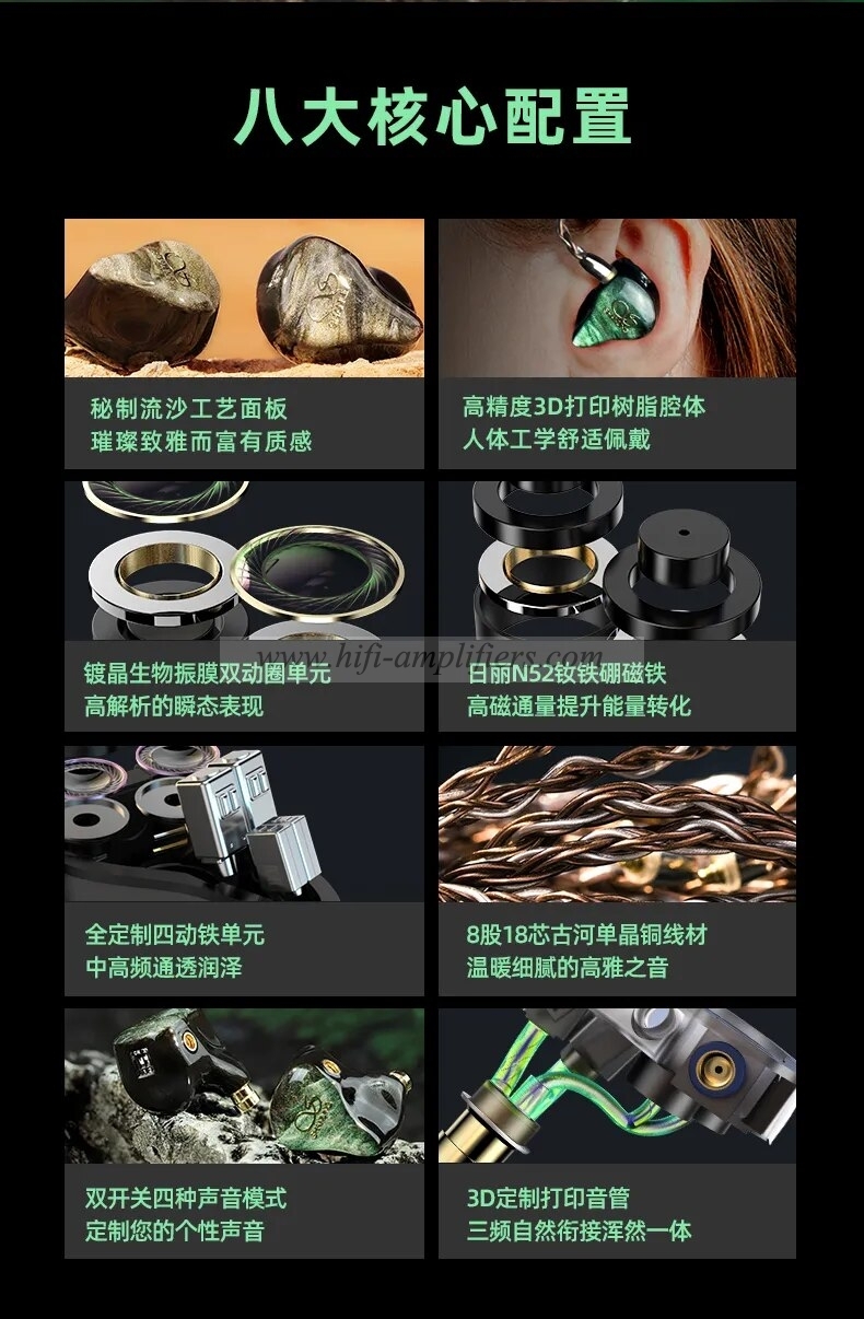 SHANLING ME800 2DD+4BA Hybrid Drivers In-ear Earphones IEM MMCX Furukawa Single Crystal Copper 8-core Cable Headset