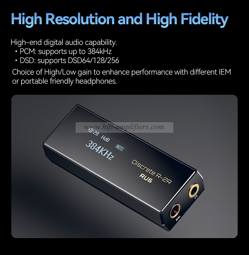 Cayin RU6 Portable USB DAC Headphone Amplifier USB Dongle R2R DAC with 3.5mm and 4.4mm Headphone Output