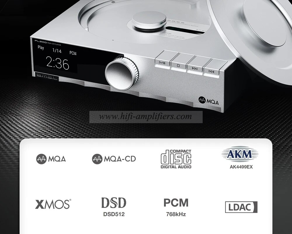 SMSL PL200 Hi-res Class MQA CD Player Digital Audio Piano Keys Design AK4499EX DSD512 Bluetooth LDAC Aptx-HD With Remote Control