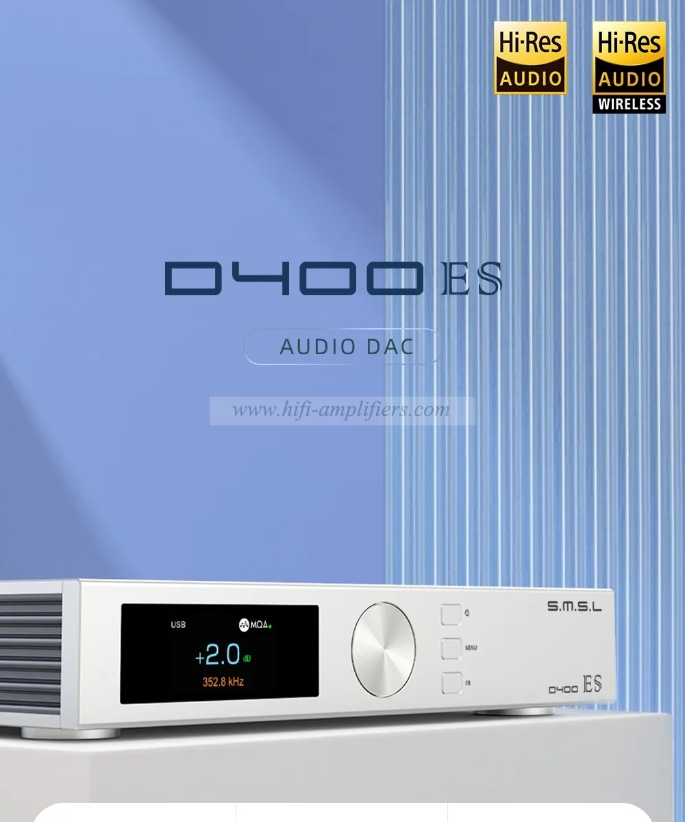 SMSL D400ES Audio DAC MQA MQA-CD Hires ES9039MSPRO 11OPA1612A XU316 DSD512 Bluetooth5.1 AES I2S 32bit/768kHz With Remote Control