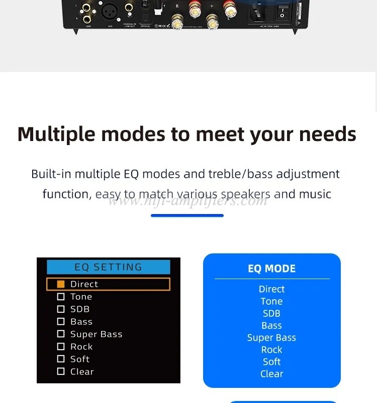 SMSL VMV A2 Power Amplifier Support DSD512 32bit 768kHz Bluetooth UAT LDAC Aptx-HD AAC Subwoofer preoutput With Remote Control