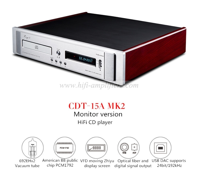 Cayin CDT-15A MK2 Monitor Version 6922EH*2 Tube CD Player USB DAC 24bit/192khz PCM1792 DAC Coaxial Digital Output CD Turntable