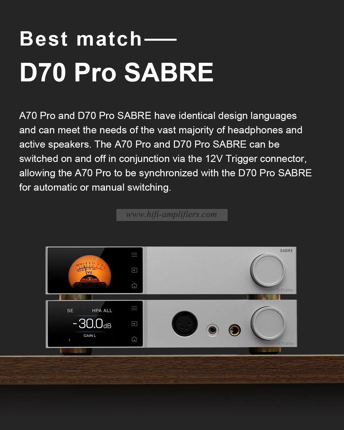 TOPPING A70 PRO + D70 Pro SABRE Fully Balanced Headphone Amplifier 17000mW*2 Relay Volume Control Pre Amp