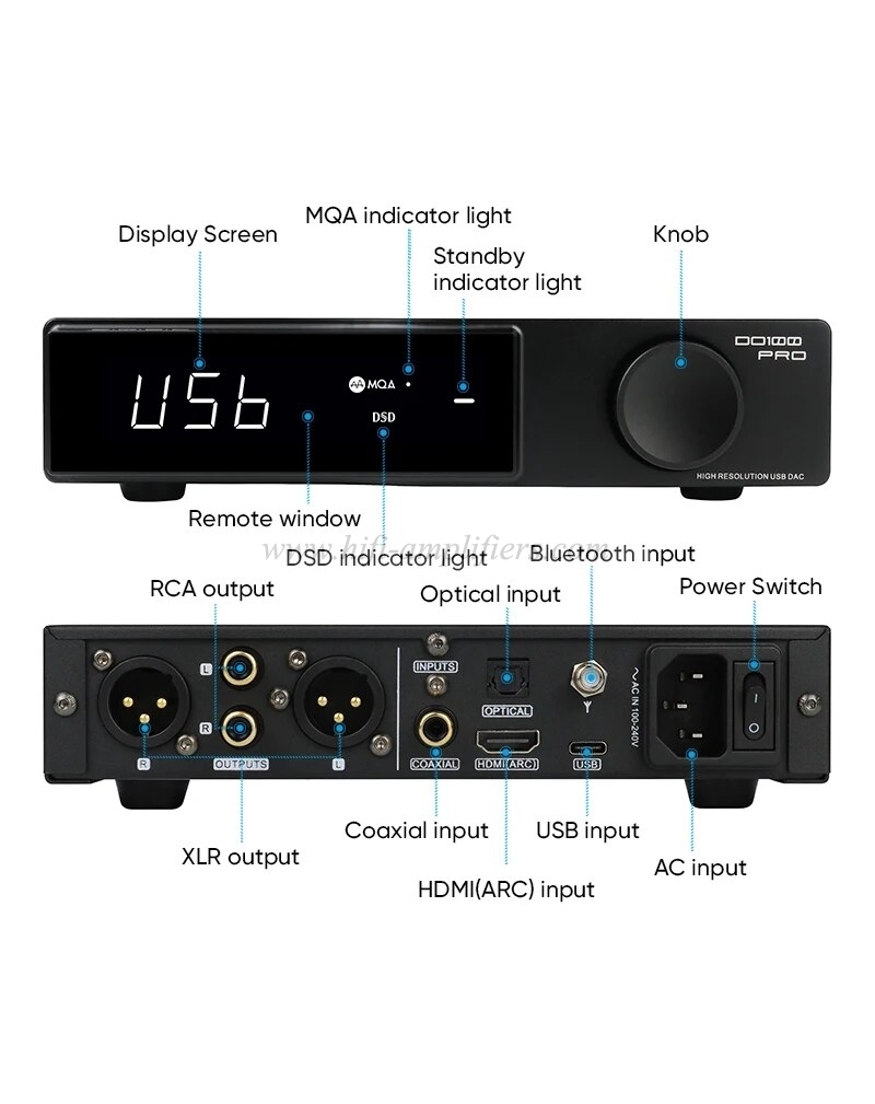 SMSL DO100PRO High End Digital DAC 2*ES9039Q2M chip Audio Digital Converter Bluetooth 5.0 with Remote Control