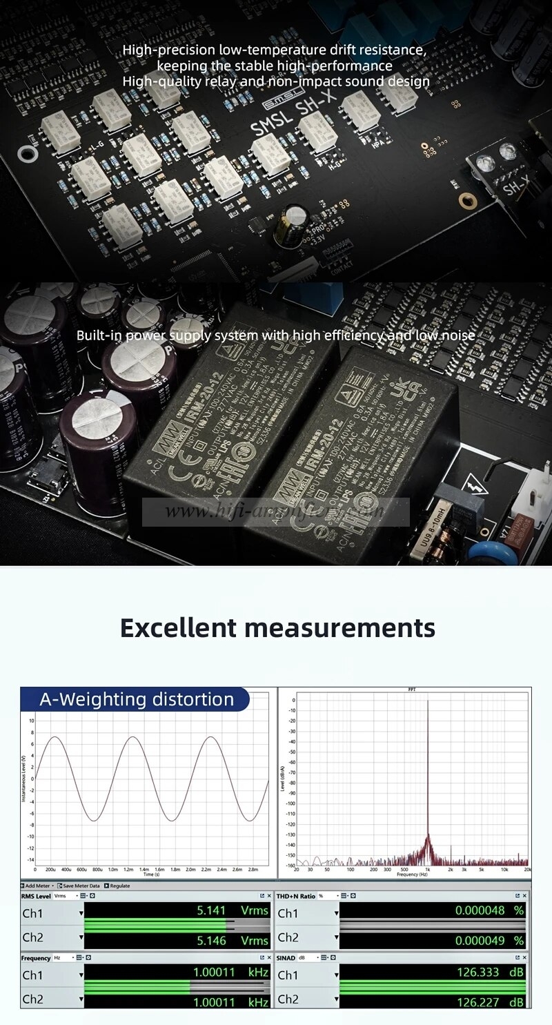 SMSL SH-X Headphone Amplifier High Output Power Three Gain Adjustment Preamplifier Output 6.35mm/4.4mm Port