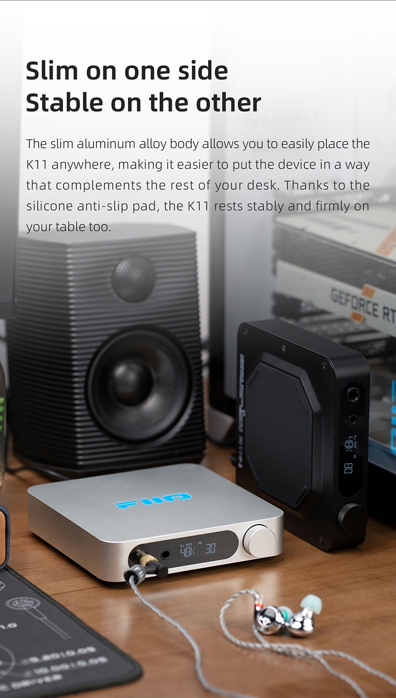 FiiO K11 HiFi Balanced Decoder Headphone Amplifier USB DAC Hi-Res Audio 1400W Power 384kHz/24Bit DSD256 4.4MM 6.5MM RCA