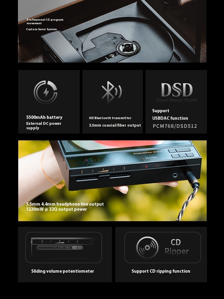 Shanling EC ZeroT electronic tube portable CD player fever HIFI player Bluetooth HD desktop all-in-one Shanling EC ZeroT electronic tube portable CD player fever HIFI player Bluetooth HD desktop all-in-one