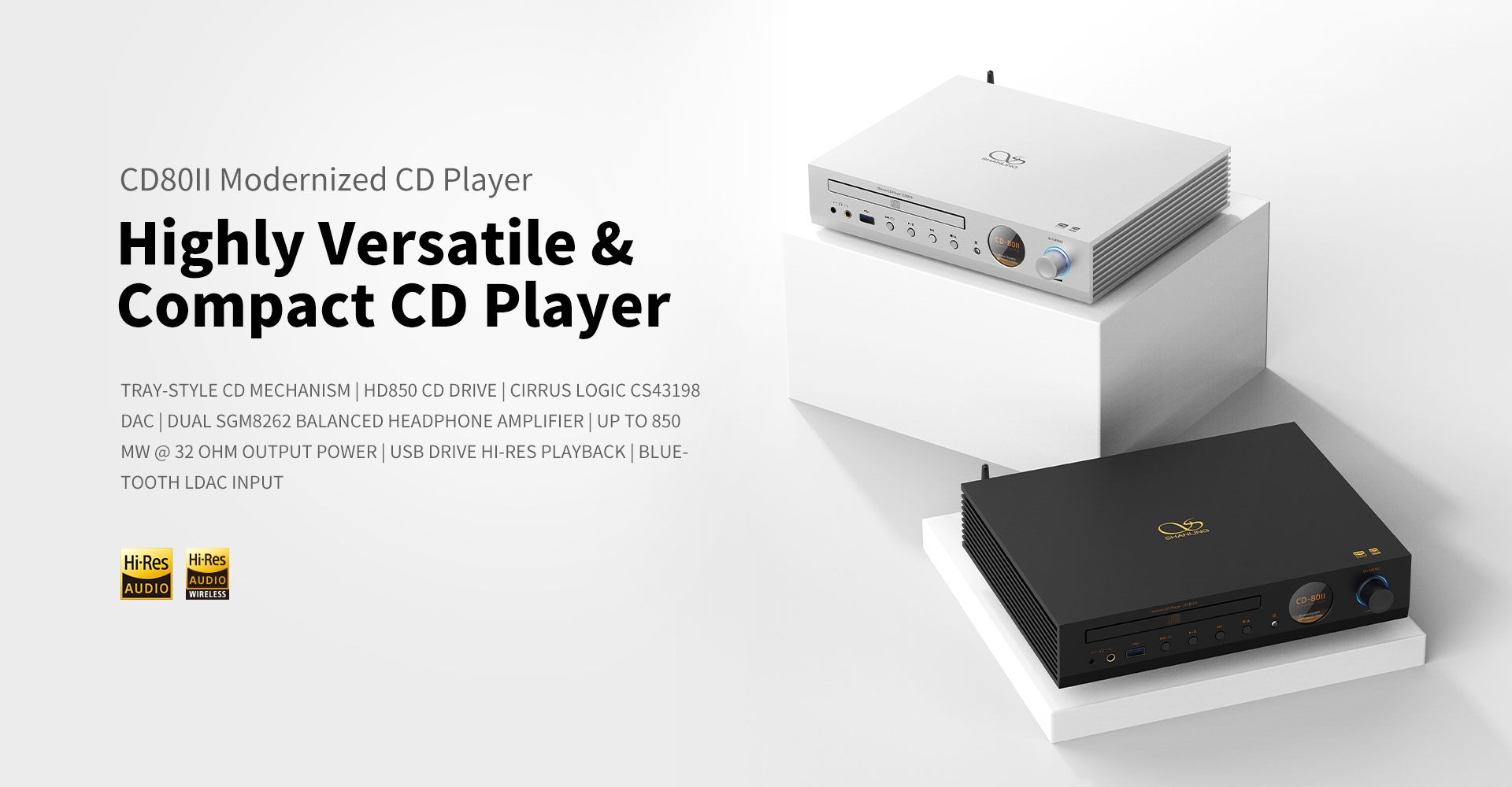 SHANLING CD80 II CD80II Modernized CD Player HD850 Driver dual SGM8262 AMP CS43198 DAC Hi-Res Audio Bluetooth Input LDAC