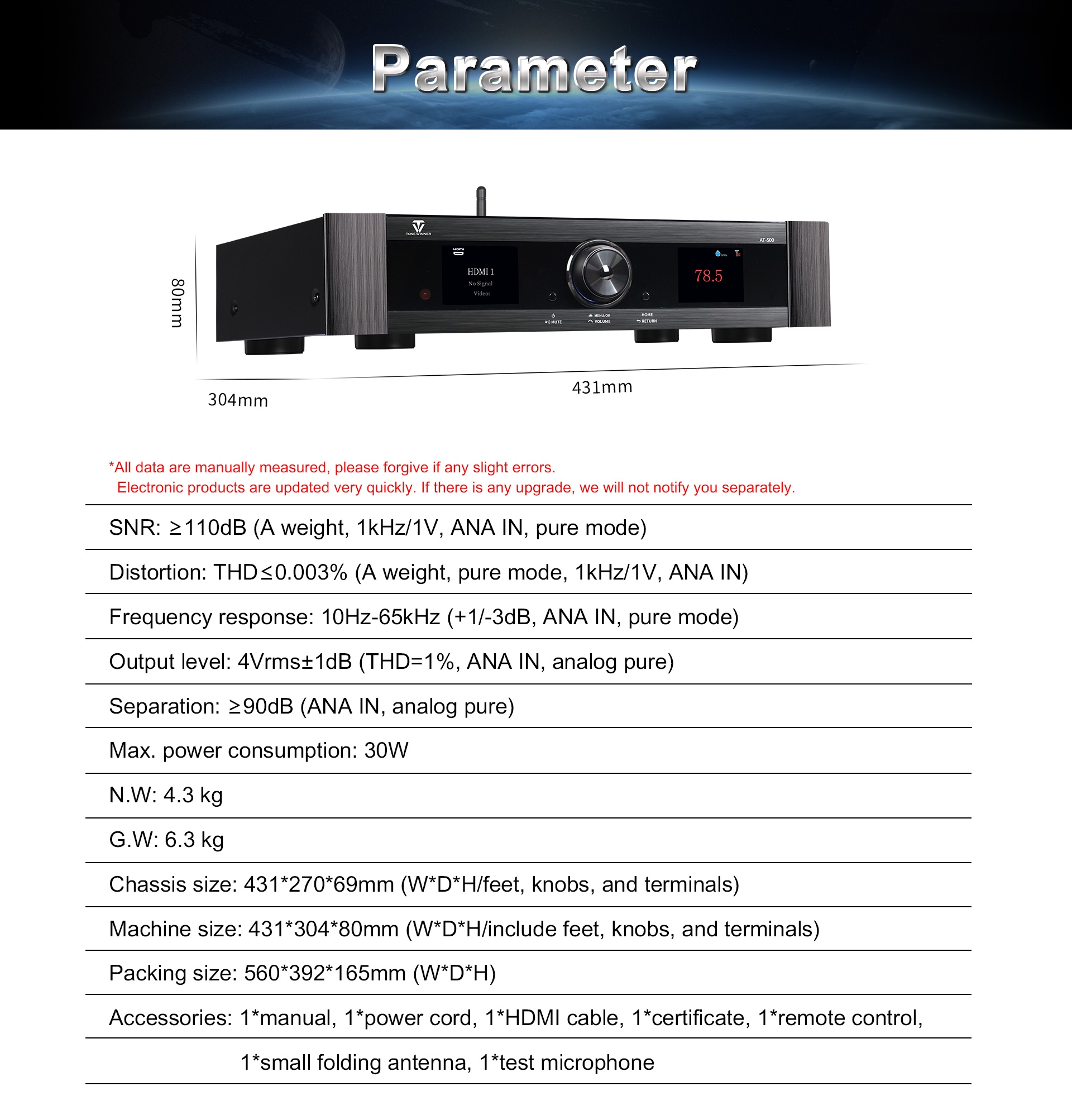 Tonewinner AT-500 8K Dolby Atmos Processor  AV processor & Decode