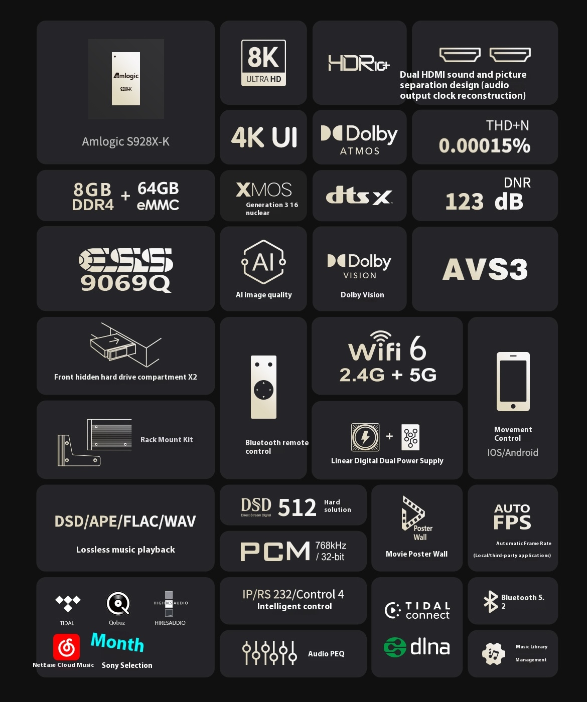 ZIDOO UHD8000 Blu ray Player High-definition Panoramic Hard Disk Player 8K UHD Dolby Vision Dolby HIFI Decoder ZIDOO UHD8000 Blu ray Player High-definition Panoramic Hard Disk Player 8K UHD Dolby Vision Dolby HIFI Decoder