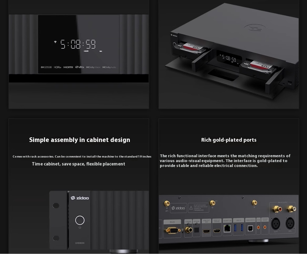 ZIDOO UHD8000 Blu ray Player High-definition Panoramic Hard Disk Player 8K UHD Dolby Vision Dolby HIFI Decoder ZIDOO UHD8000 Blu ray Player High-definition Panoramic Hard Disk Player 8K UHD Dolby Vision Dolby HIFI Decoder