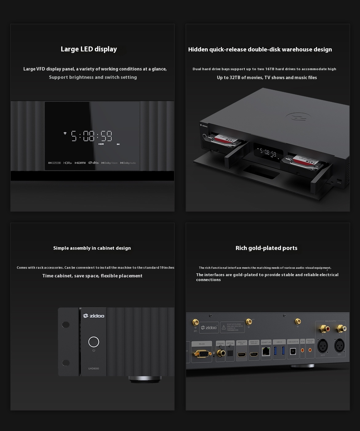 ZIDOO UHD8000 Blu ray Player High-definition Panoramic Hard Disk Player 8K UHD Dolby Vision Dolby HIFI Decoder ZIDOO UHD8000 Blu ray Player High-definition Panoramic Hard Disk Player 8K UHD Dolby Vision Dolby HIFI Decoder